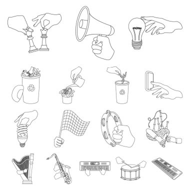 Manipülasyon ellerinizle set koleksiyonu tasarım için simgeleri anahat. El hareketi vektör simge stok web çizim.