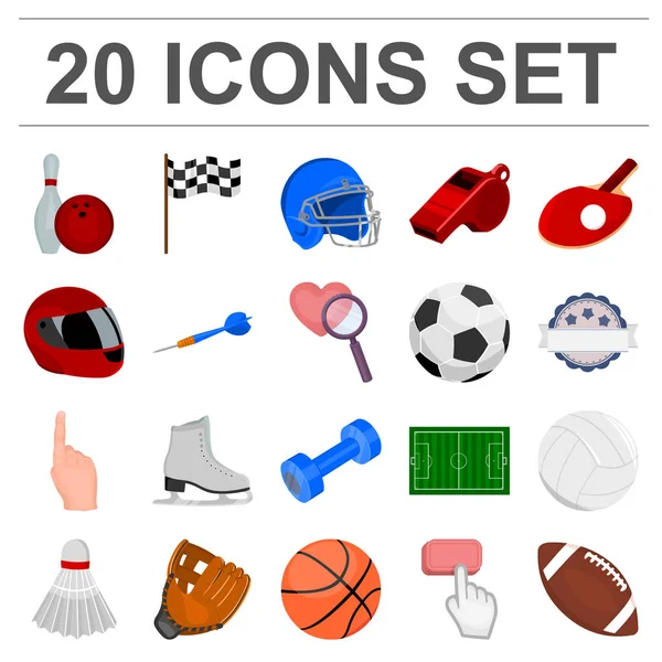 Různé druhy sportů karikatura ikony v nastavení kolekce pro design. Sportovní vybavení vektor symbol akcií web ilustrace. — Stockový vektor