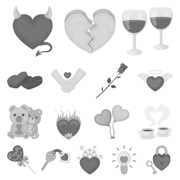 Relación romántica iconos monocromáticos en la colección de conjuntos para el diseño. Amor y amistad vector símbolo stock web ilustración . — Vector de stock
