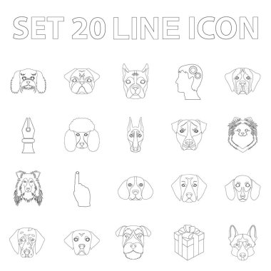 Köpek ırkları set koleksiyonu tasarım için simgeleri anahat. Bir köpek vektör simge stok web illüstrasyon namlu.