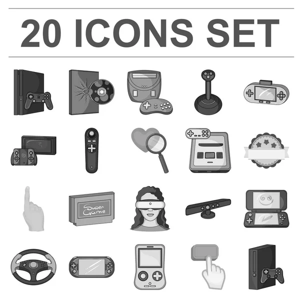 Consola de juegos y realidad virtual iconos monocromáticos en la colección de conjuntos para el diseño.Game Gadgets vector símbolo stock web illustration . — Vector de stock