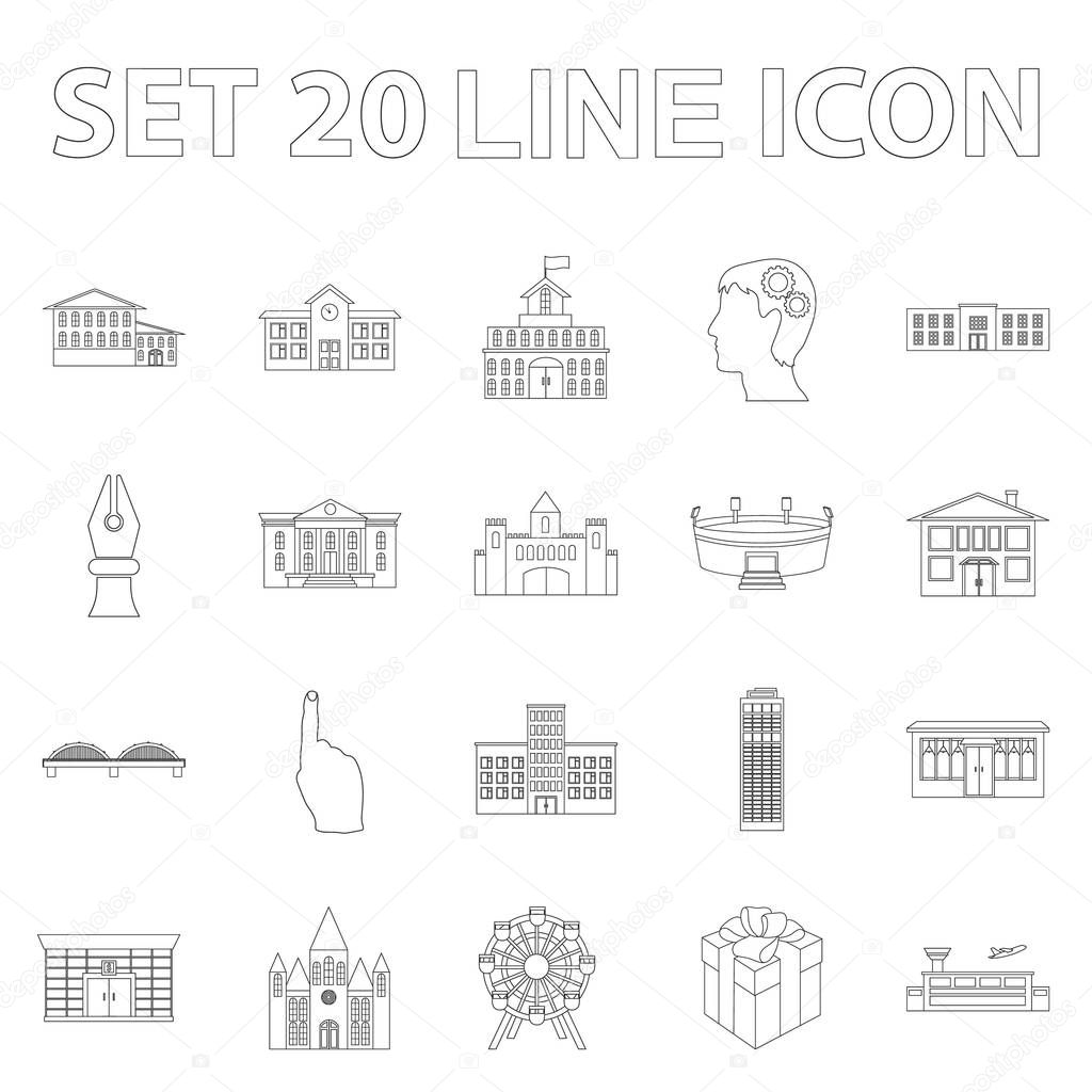 Building repair outline icons in set collection for design.Building material and tools vector symbol stock  illustration.