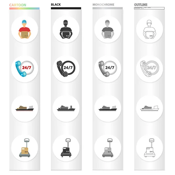 Profession, courrier, équipement et autres icônes web dans le style de caricature.Communication, marchandises, icônes de transport dans la collection set . — Image vectorielle