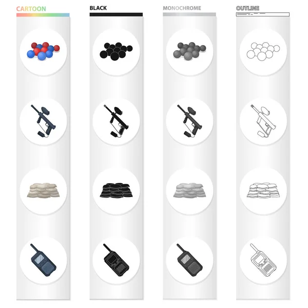 Jeu, paintball, balles et autres icônes web en style dessin animé. Armes à feu, automatique, ours, icônes dans la collection set . — Image vectorielle