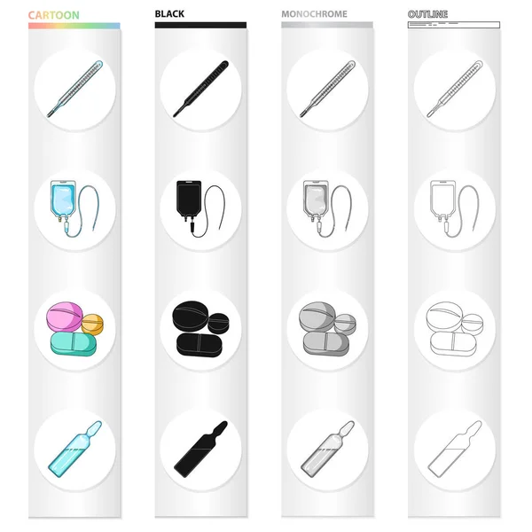 Thermometer, temperature, dropper, and other web icon in cartoon style.Medicine, hospital, polyclinic, icons in set collection. — Stock Vector