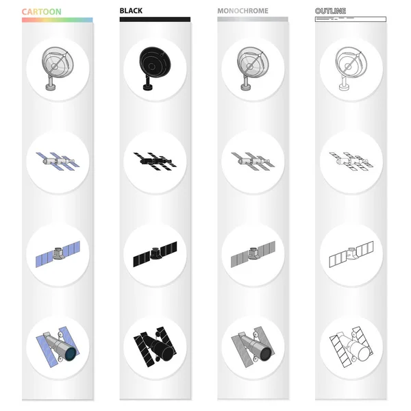 Galaxy, satélite, radar, e outro ícone da web em estilo cartoon. Inovação, tecnologia, sputnik, ícones na coleção de conjuntos . — Vetor de Stock