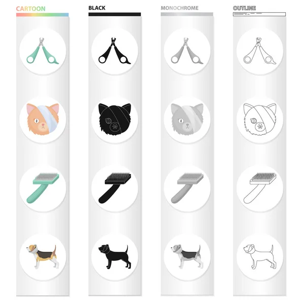 Cuello, veterinario, atributos y otro icono web en estilo de dibujos animado.Perro, animal, iconos limitador en la colección de conjuntos . — Vector de stock