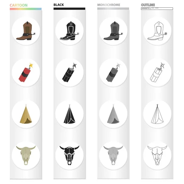 Sauvage, l'ouest, l'histoire et d'autres icônes web dans le style de dessin animé.Nature, Voyage, prairie, icônes dans la collection set . — Image vectorielle