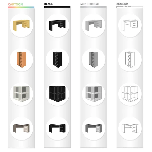 Cabinet, porte, verre, et d'autres icônes web dans le style de dessin animé.Combiner, placard, icônes de casier dans la collection set . — Image vectorielle
