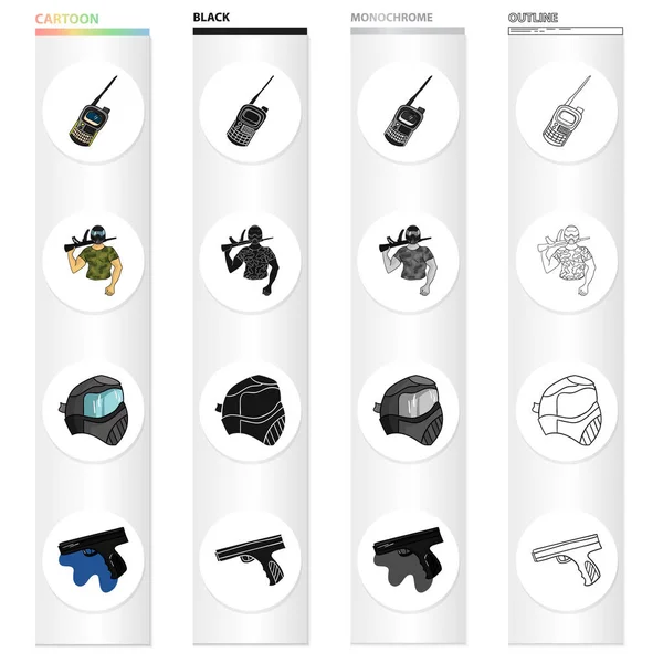 무기, 경쟁, 생태 및 기타 웹 아이콘 만화 스타일. 목표, 운동 선수, 의류 아이콘 집합된 컬렉션. — 스톡 벡터