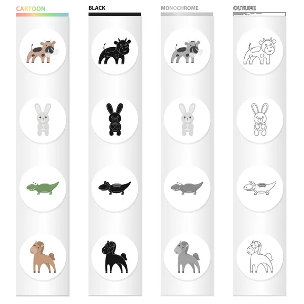 Μια εξωπραγματική καρτούν εικόνες ζώων σετ συλλογής για το σχεδιασμό. Ζωάκια διανυσματικά εικονογράφηση σύμβολο μετοχής web. — Διανυσματικό Αρχείο