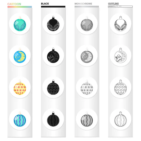 Labda, dekoráció rajzfilm ikonok beállítása gyűjtemény a design. Karácsonyi labdák szimbólum állomány honlap illusztráció vektor. — Stock Vector