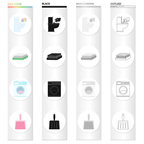 청소 및 메이드 만화 디자인에 대 한 설정된 컬렉션에 아이콘. 벡터 기호 재고 웹 일러스트 레이 션을 청소 장비. — 스톡 벡터