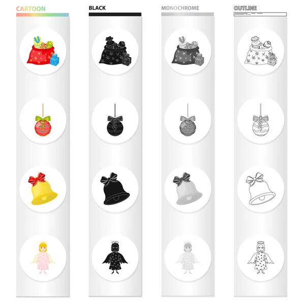 Weihnachten Attribute und Accessoires Cartoon-Icons in Set-Kollektion für Design. Frohe Weihnachten Vektor Symbol Stock Web Illustration. — Stockvektor