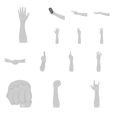 Jestler ve set koleksiyonu tasarım için onların anlamı tek renkli simgeler. Duygusal iletişim vektör simge stok web illüstrasyon parçası.