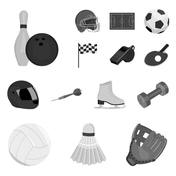 Różnego rodzaju sporty monochromatyczne ikony w kolekcja zestaw do projektowania. Sport sprzęt symbol zasobów sieci web wektorowa. — Wektor stockowy