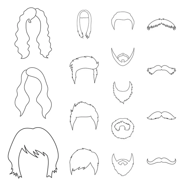 Moustache et barbe, les coiffures dessinent des icônes dans la collection set pour le design. Élégante coupe de cheveux vectoriel symbole stock illustration web . — Image vectorielle