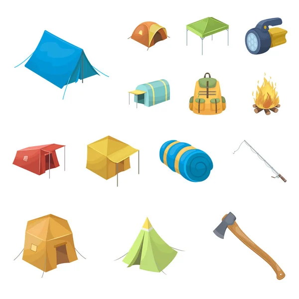 Différents types d'icônes de dessin animé de tentes dans la collection de jeu pour la conception. Abri temporaire et logement symbole vectoriel illustration web stock . — Image vectorielle