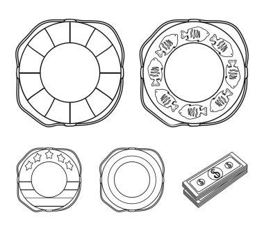 Renkli Yüzme daireler farklı türleri. Yüzme daire toplama simgeler anahat stili vektör simge stok çizim web içinde ayarla..