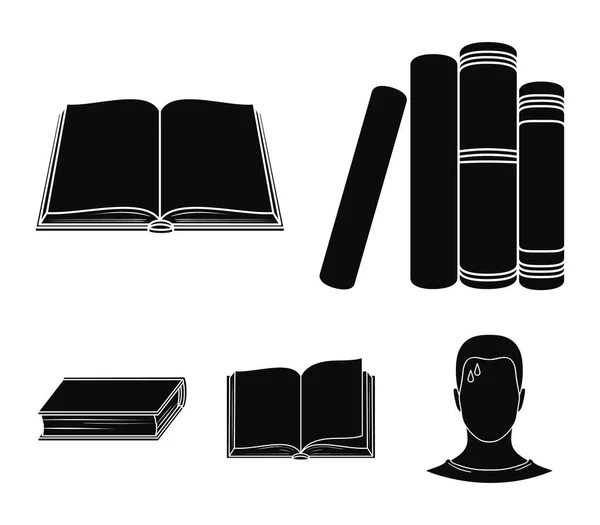 Różnego rodzaju książek. Książek zestaw kolekcji ikon w czarny styl wektor symbol ilustracji w sieci web. — Wektor stockowy