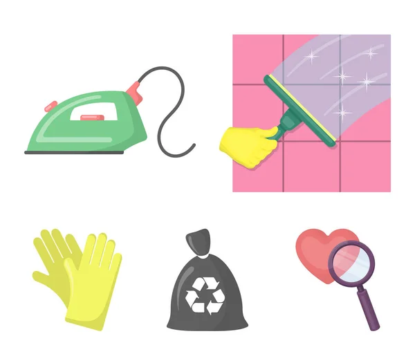 Iconos de dibujos animados de limpieza y criada en colección de conjuntos para el diseño. Equipo para la limpieza vector símbolo stock web ilustración . — Vector de stock