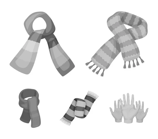 Verschillende soorten sjaals, sjaals en sjaals. Sjaals en sjaals instellen collectie iconen in zwart-wit stijl vector symbool stock illustratie web. — Stockvector