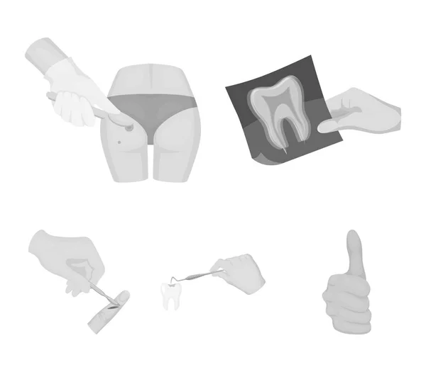 Diente, rayos X, instrumento, dentista y otro icono web en estilo monocromo.Cirujano, absceso, iconos de bisturí en la colección de conjuntos . — Vector de stock