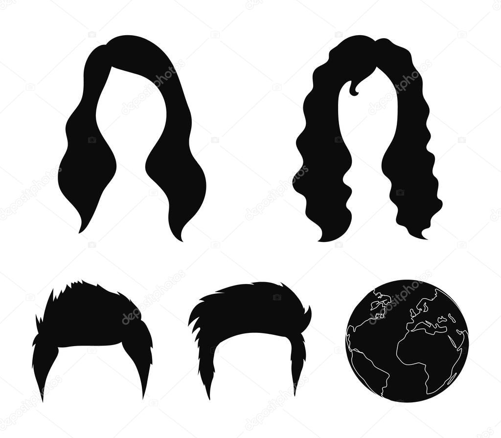 Mustache and beard, hairstyles black icons in set collection for design. Stylish haircut vector symbol stock web illustration.