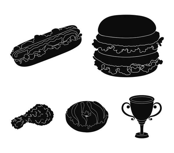 Fast, food, meal, and other web icon in black style.Hamburger, bun, flour, icons in set collection . — стоковый вектор