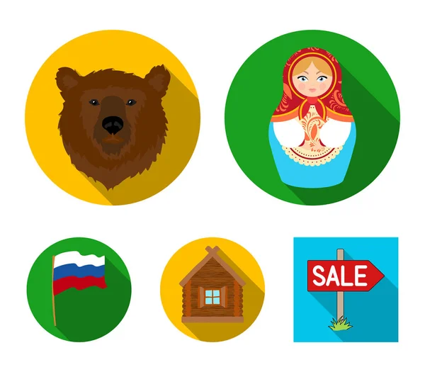 Ryssland, land, nation, matryoshka. Ryssland land som samling ikoner i platt stil vektor symbol stock illustration web. — Stock vektor