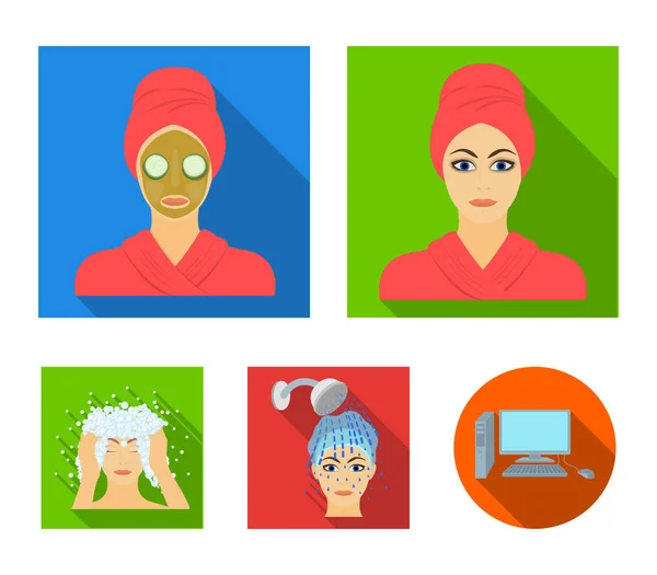 Hands, hygiene, cosmetology and other web icon in flat style.Bath, clothes, means icons in set collection. — Stock Vector