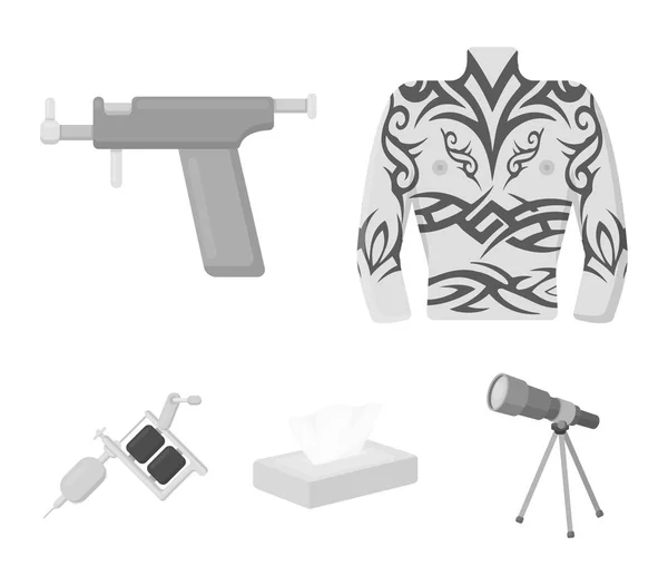 Body Tattoo Piercing Machine Napkins Tattoo Set Collection Icons