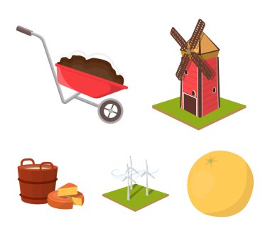 Bahçe, arsa, ekoloji ve diğer web simgesi karikatür tarzı. İçki, sıvı, çiftlik simgeler kümesi koleksiyonu.