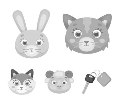 Kedi, tavşan, tilki, koyun. Hayvanlar namlu toplama simgeler tek renkli stil vektör simge stok çizim web içinde ayarla..