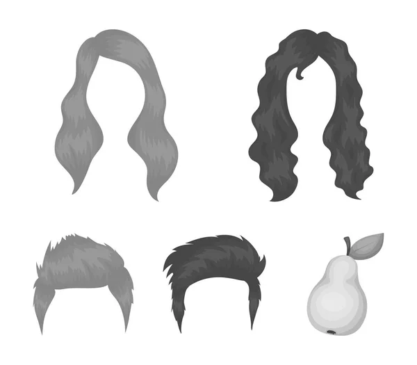 Schnurrbart und Bart, Frisuren monochrome Symbole in Set-Kollektion für Design. stylischer Friseurschnitt Vektor Symbol stock web illustration. — Stockvektor