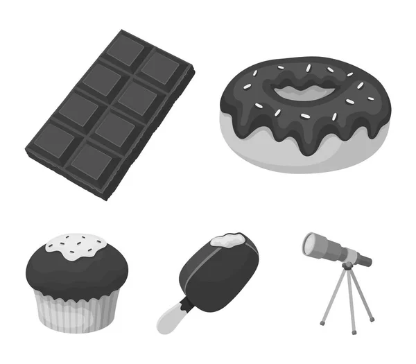 Пончик с шоколадом, цкимо, плиткой обуви, бисквитом. . — стоковый вектор