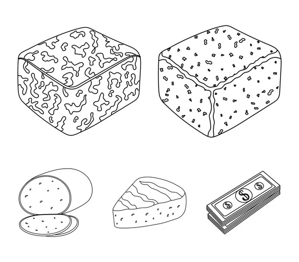 Бринза, копчена, Джек Колбі, перець Джека. Різні типи сиру набір іконок колекції у структури стиль вектор символ запас ілюстрація web. — стоковий вектор
