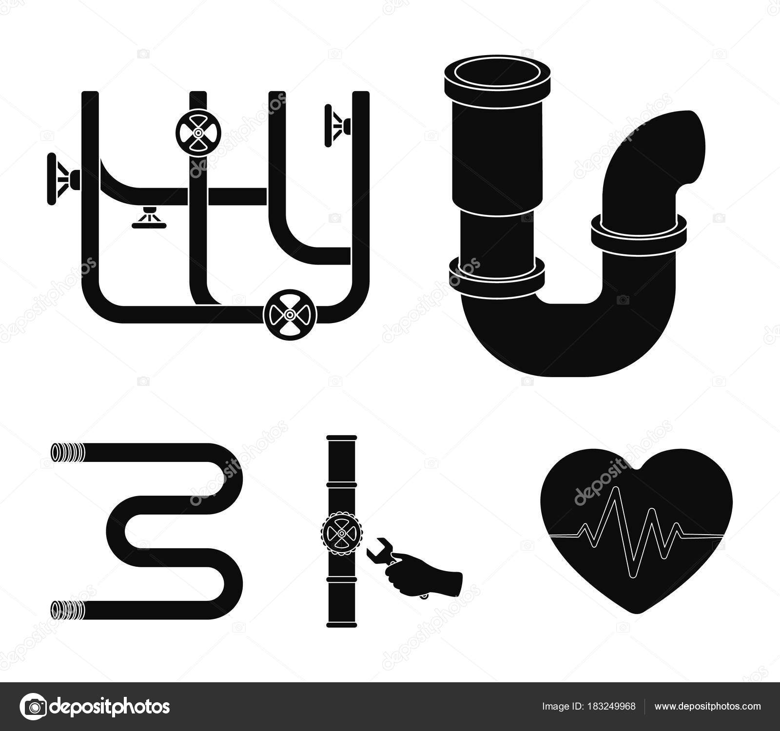 Um sifão, um aquecedor de toalhas e outros equipamentos.Ícones de coleção  de conjuntos de encanamento em estilo preto símbolo vetorial ilustração web  . Vetor de ©PandaVector 183249968, image size:1600x1500