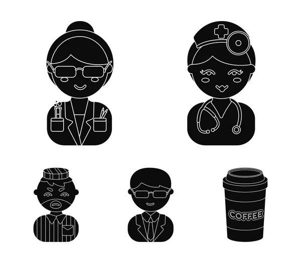 Lekarz, naukowiec, biznesmen, więzień. Zawód zestaw kolekcji ikon w www czas ilustracja kreskówka styl wektor symbol. — Wektor stockowy