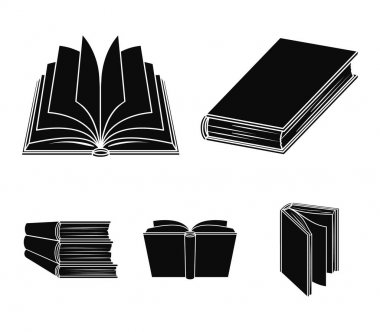 Çeşitli kitaplar. Kitap toplama simgeler siyah stil vektör simge stok çizim web içinde ayarla..
