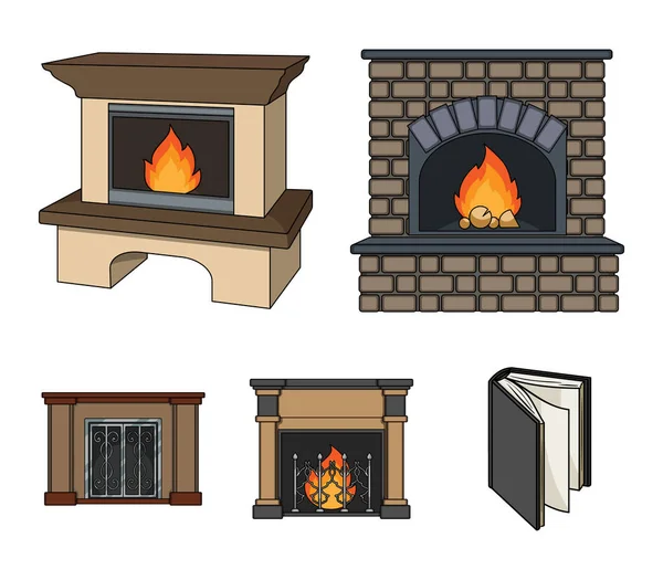 Kamin Symbol Isoliert Bequem Gemütlich Warmen Kamin Flamme Hell Winter