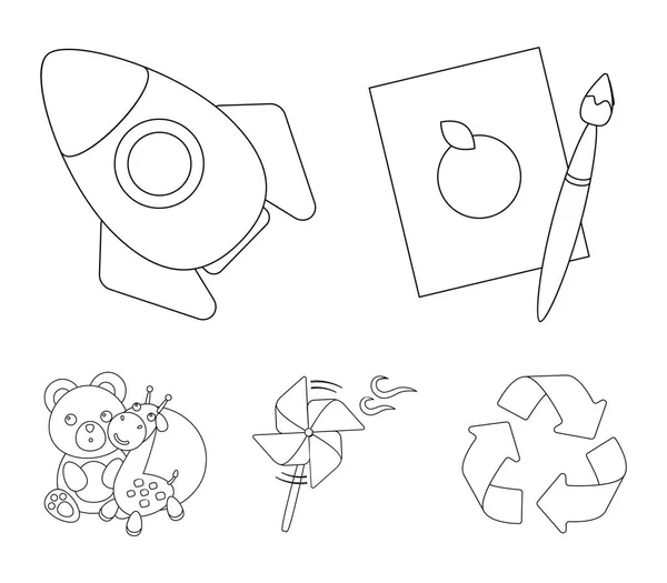 Gyermek játék vázlat ikonok beállítása gyűjtemény a design. A játék és a csecsebecse vektor szimbólum állomány honlap illusztráció. — Stock Vector
