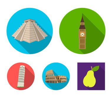 Yapı, Simgesel Yapı, köprü, taş. Ülke ülke toplama simgeler düz stil vektör simge stok çizim web içinde ayarla..