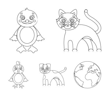 Eğlence, çiftlik, Evcil hayvan ve diğer web simgesi anahat tarzı. Yumurta, oyuncak, rekreasyon simgeler kümesi koleksiyonu.