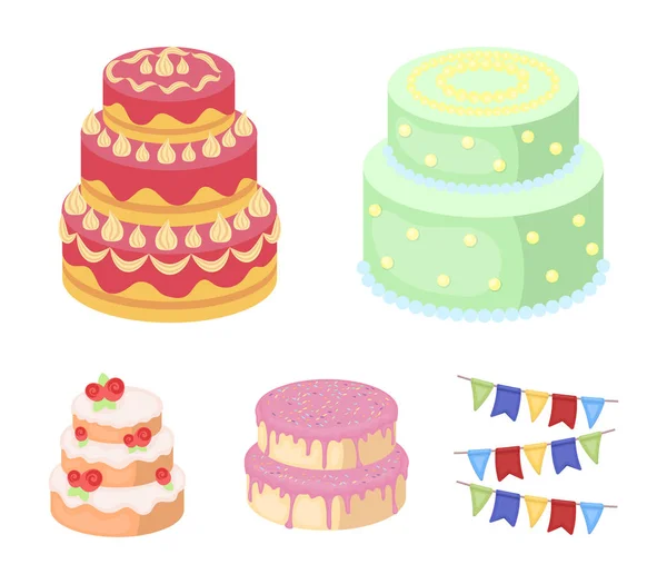 Doçura, sobremesa, creme, treacle .Cakes país conjunto coleção ícones em desenho animado estilo vetor símbolo ilustração web . — Vetor de Stock