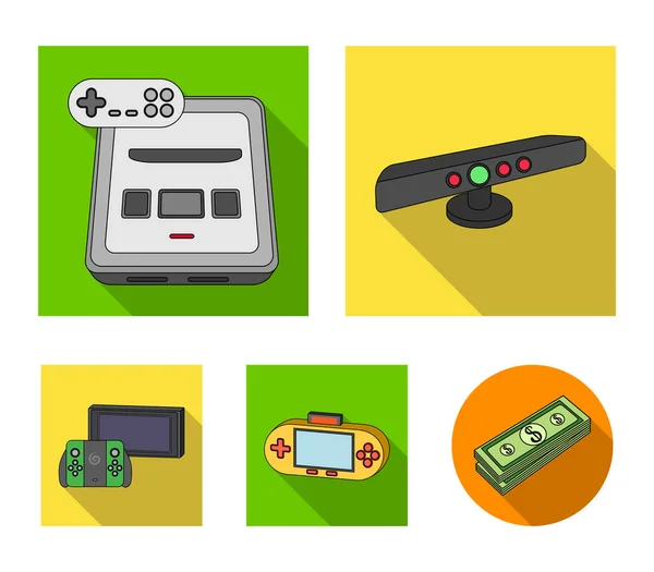Gioco e TV set-top box icone piatte nella collezione di set per il design.Game Gadgets vettoriale simbolo stock web illustrazione . — Vettoriale Stock