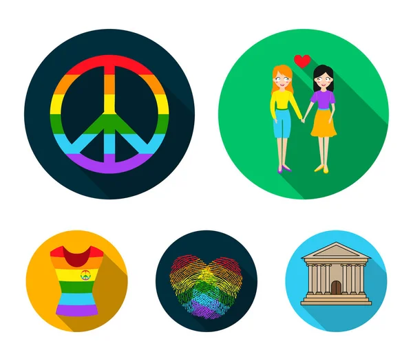 Lesbianas, huellas dactilares, signo, dress.Gayset iconos de la colección en estilo plano vector símbolo stock illustration web . — Vector de stock