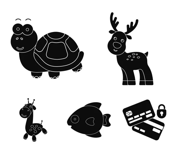 Un animal noir irréaliste icônes dans la collection ensemble pour le design. Jouet animaux vecteur symbole stock web illustration . — Image vectorielle