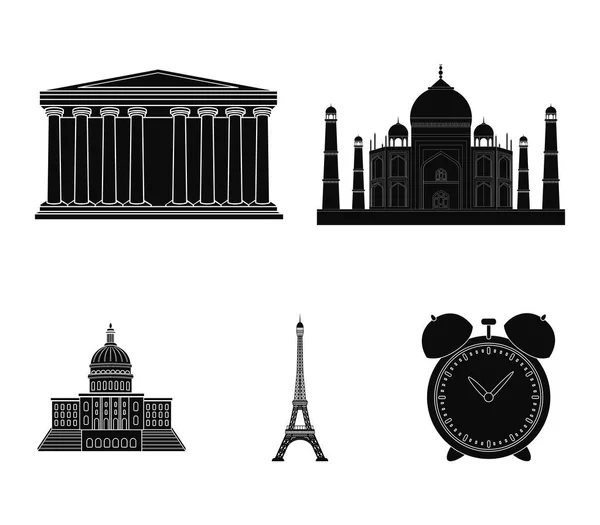 Gebouw, interessante plaats, toren. Landen land instellen collectie iconen in zwarte stijl vector symbool stock illustratie web. — Stockvector