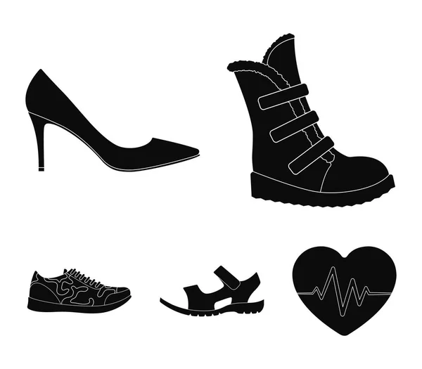 Zestaw ikon na różnych butów. Inne buty pojedyncze ikony czarny styl wektor symbol akcji web ilustracji. — Wektor stockowy